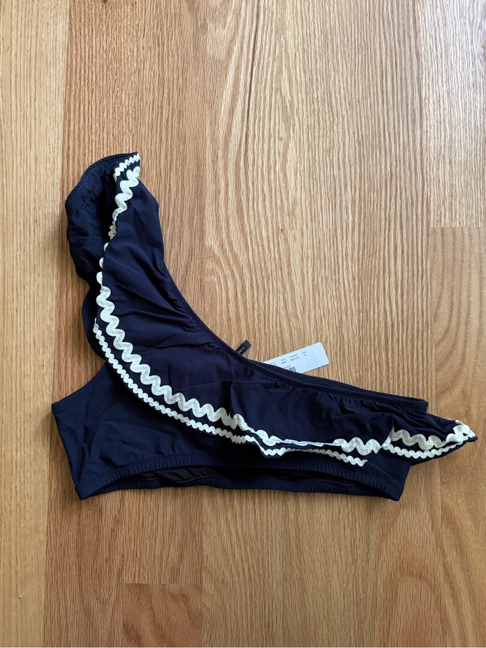NWT J. Crew One Shoulder Ruffle Pique Rick Rack Bikini - Picture 3 of 8